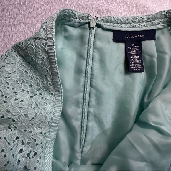 Jones Wear Women’s Lined Lace Mint Green Skirt Set Size 14 - Picture 14 of 16